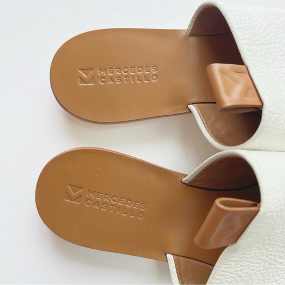 Mercedes Castillo Teah White Leather Mule Flat - Picture 4 of 5